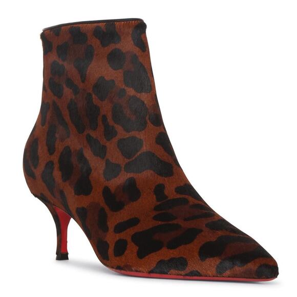 🆕 Christian Louboutin So Kate Booty 55mm Pony Leopard Print Ankle Boots Size 38